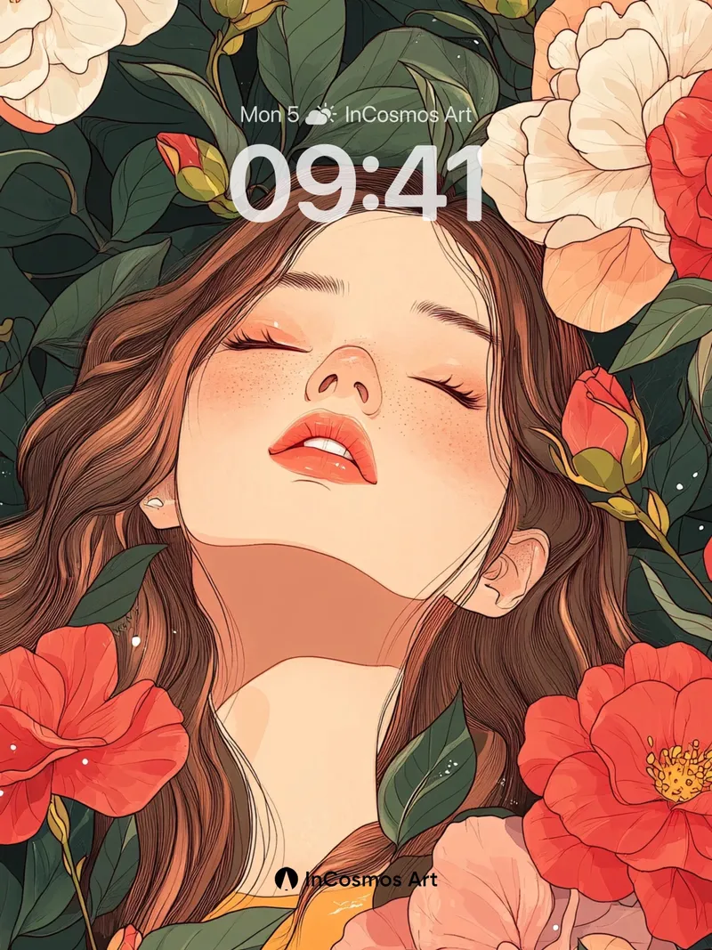 Serene Bloom Wallpaper with Floral Embrace