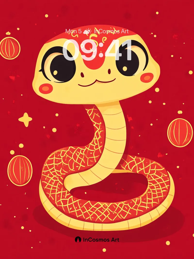 Playful Serpent Wallpaper with Festive Ornaments