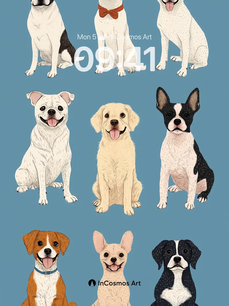 Playful Pup Portrait Wallpaper with Whimsical Charm