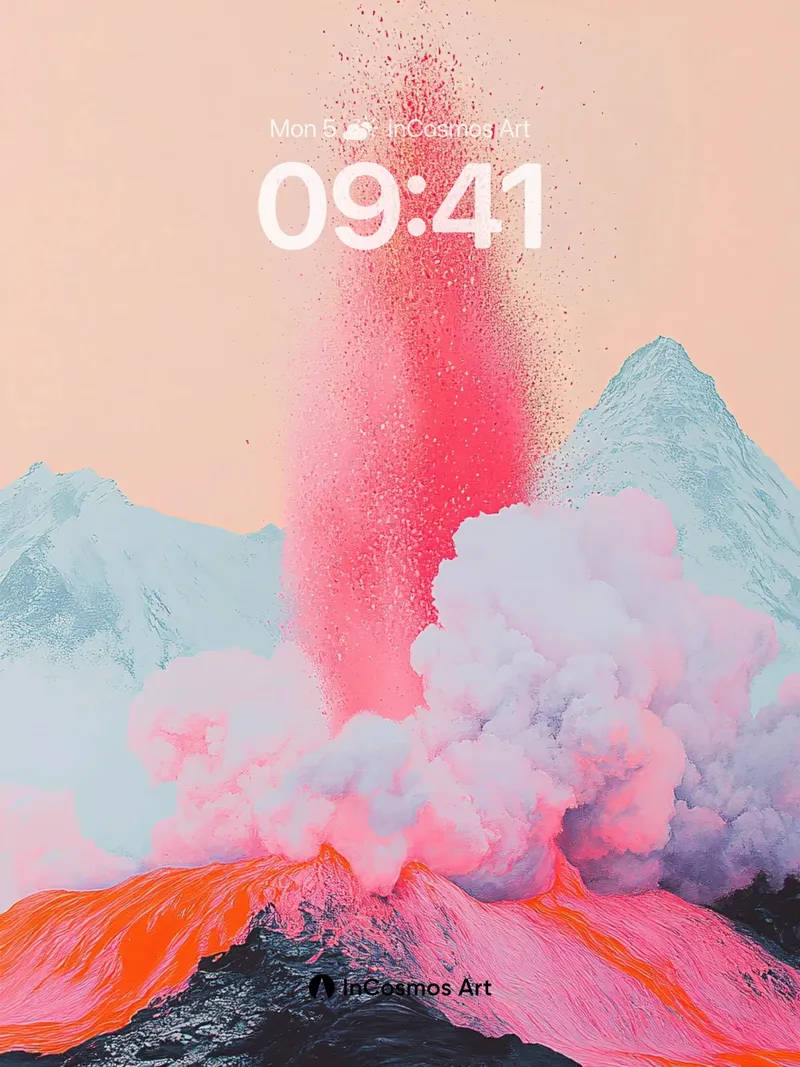 Ethereal Eruption Wallpaper with Neon Lava Flow
