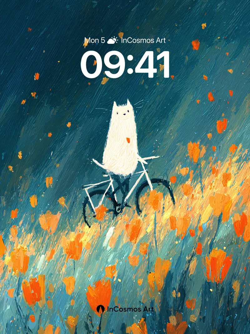 Whimsical Night Ride Wallpaper with Floating Petals