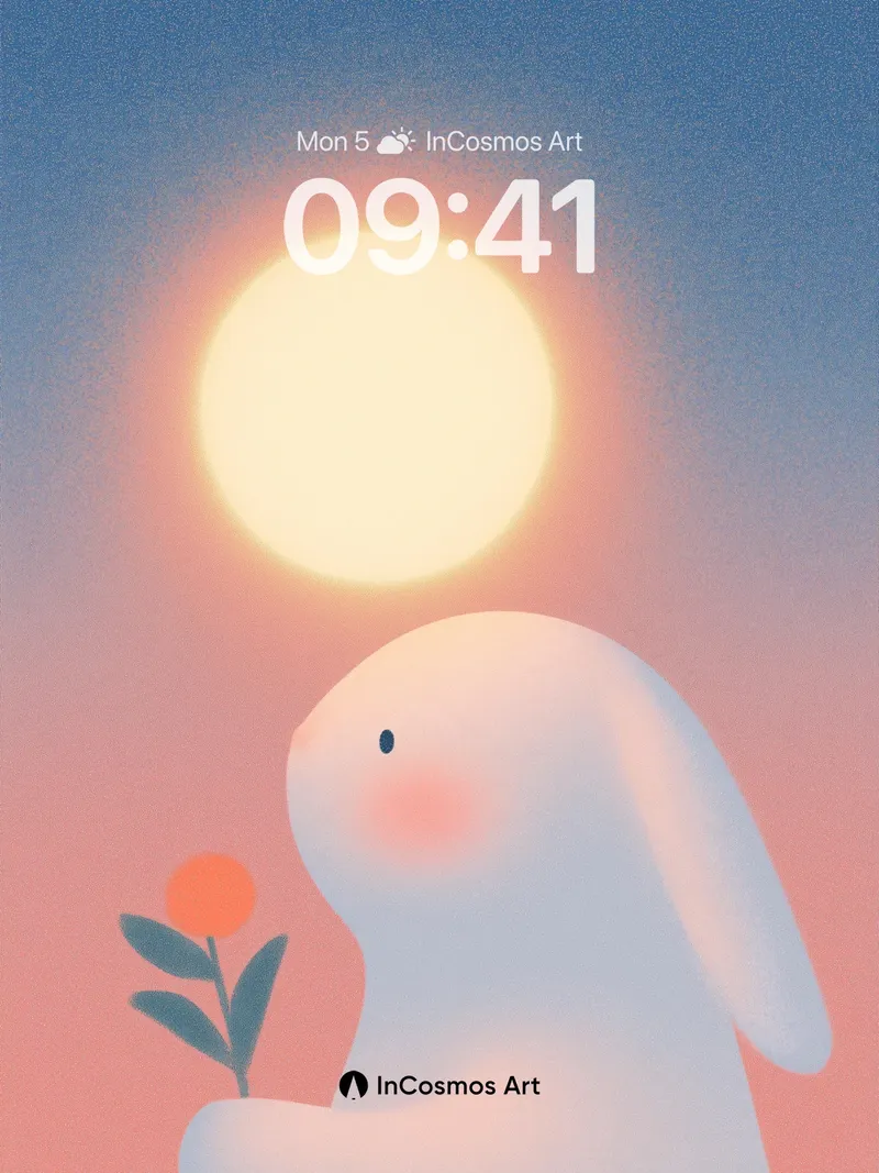 Serene Moonlight Wallpaper with Gentle Bunny