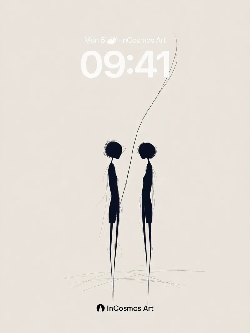 Silhouetted Whispers Wallpaper with Floating Lines