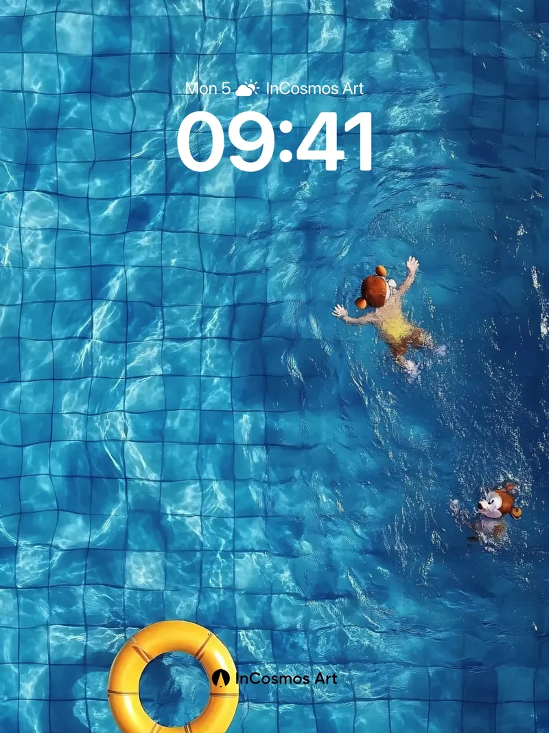 Sunlit Playtime Wallpaper with Floating Rings