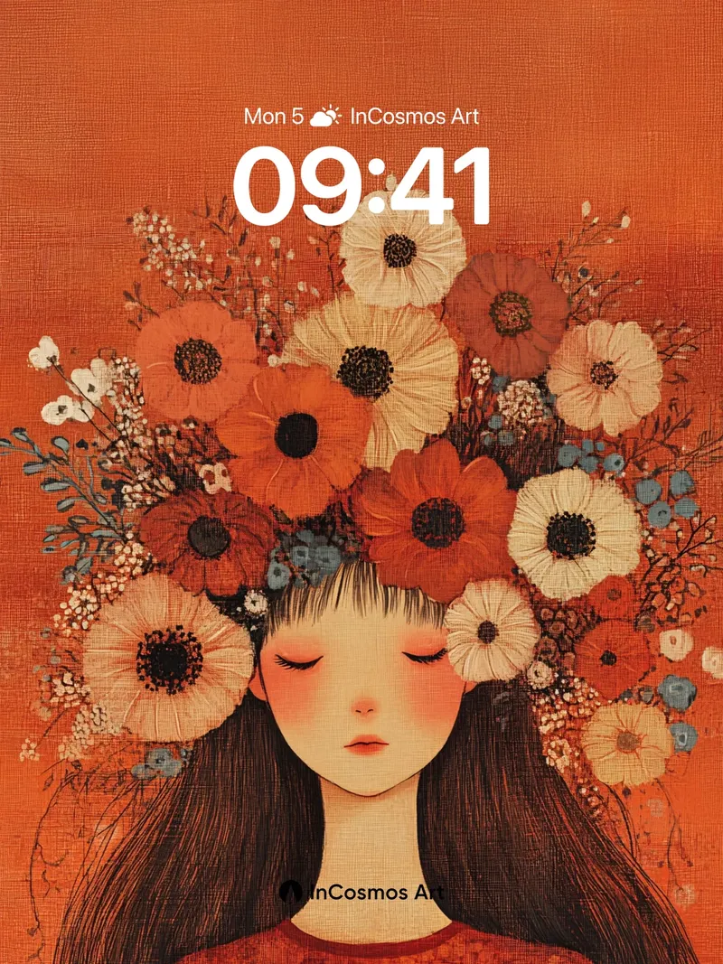 Serene Bloom Wallpaper with Floral Crown