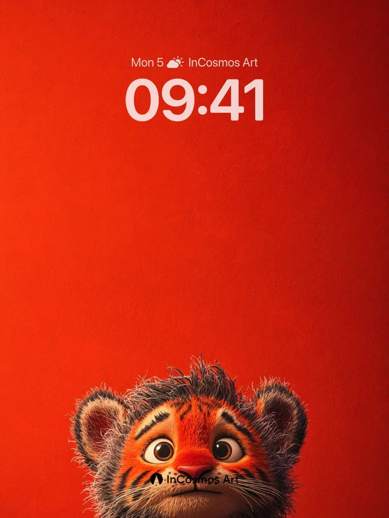 Whispering Tiger Wallpaper with Tiny Guardian