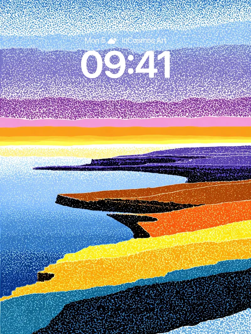 Spectral Shoreline Wallpaper with Dotted Hues