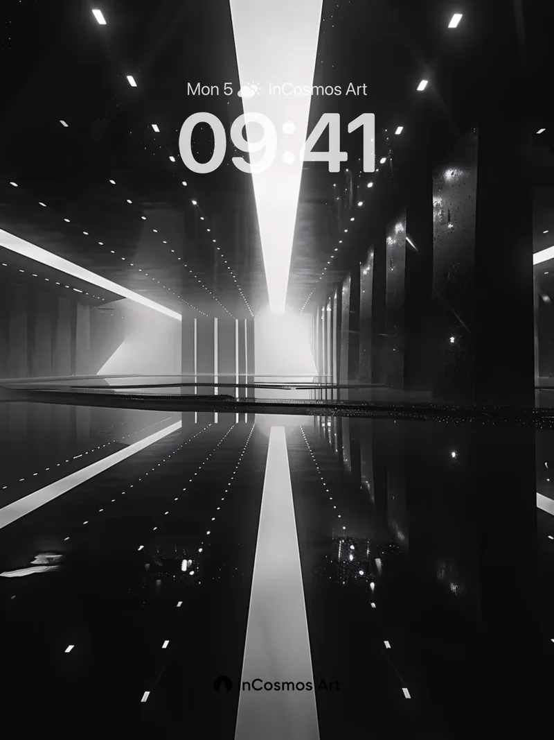 Neon Void Wallpaper with Infinite Corridor