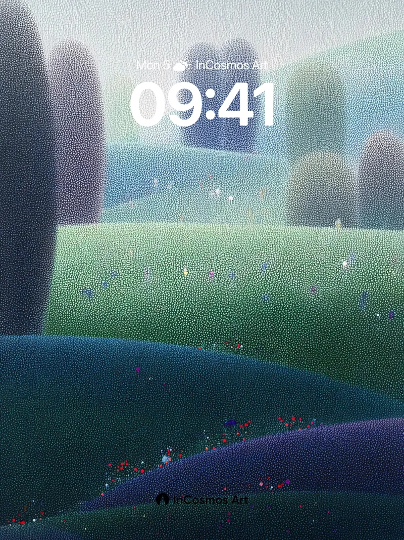 Misty Meadow Wallpaper with Dotted Light