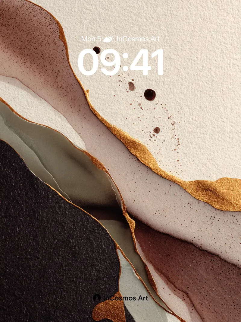 Earthy Veil Wallpaper with Golden Fractures