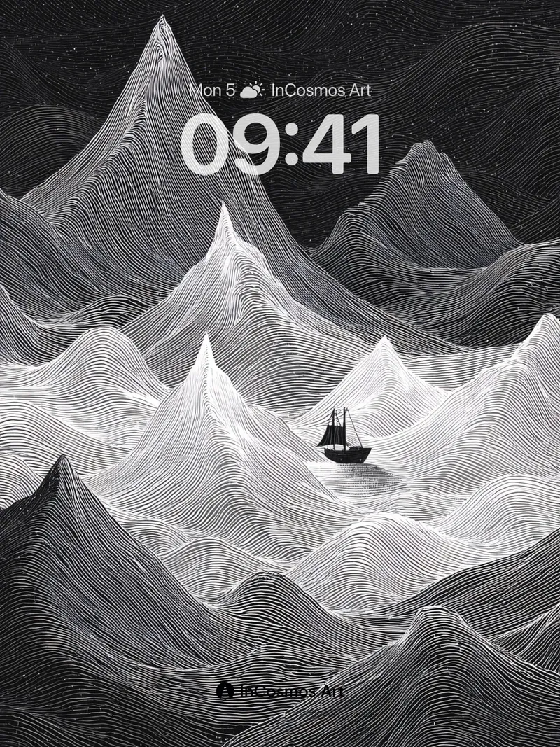 Stellar Drift Wallpaper with Inked Peaks