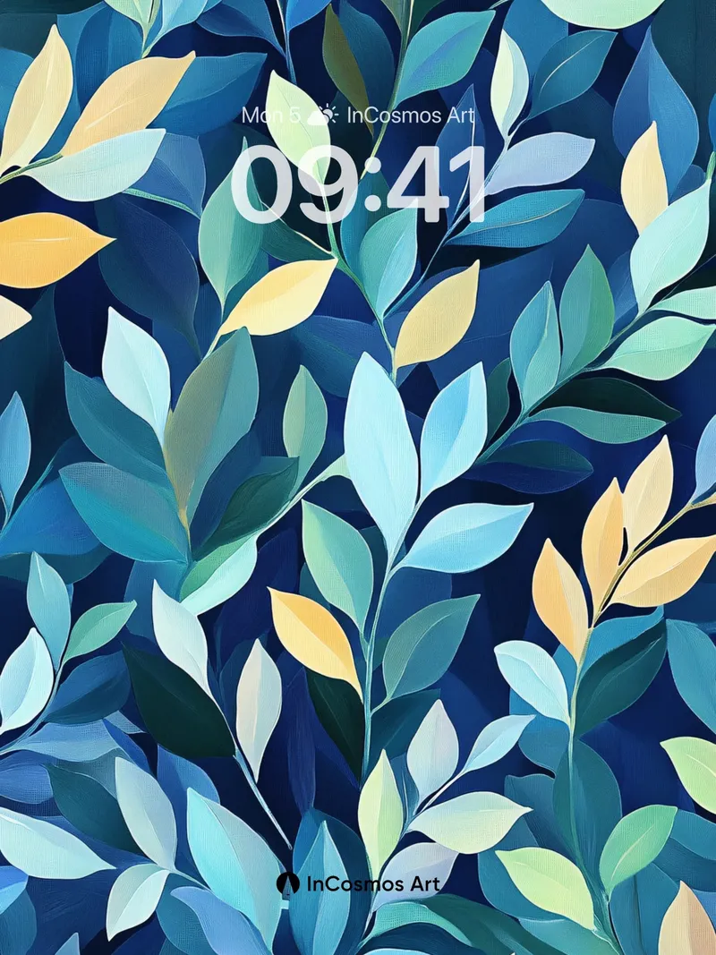 Midnight Leaf Symphony Wallpaper with Golden Hues