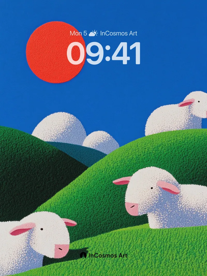 Serenity Pasture Wallpaper with Textured Wool