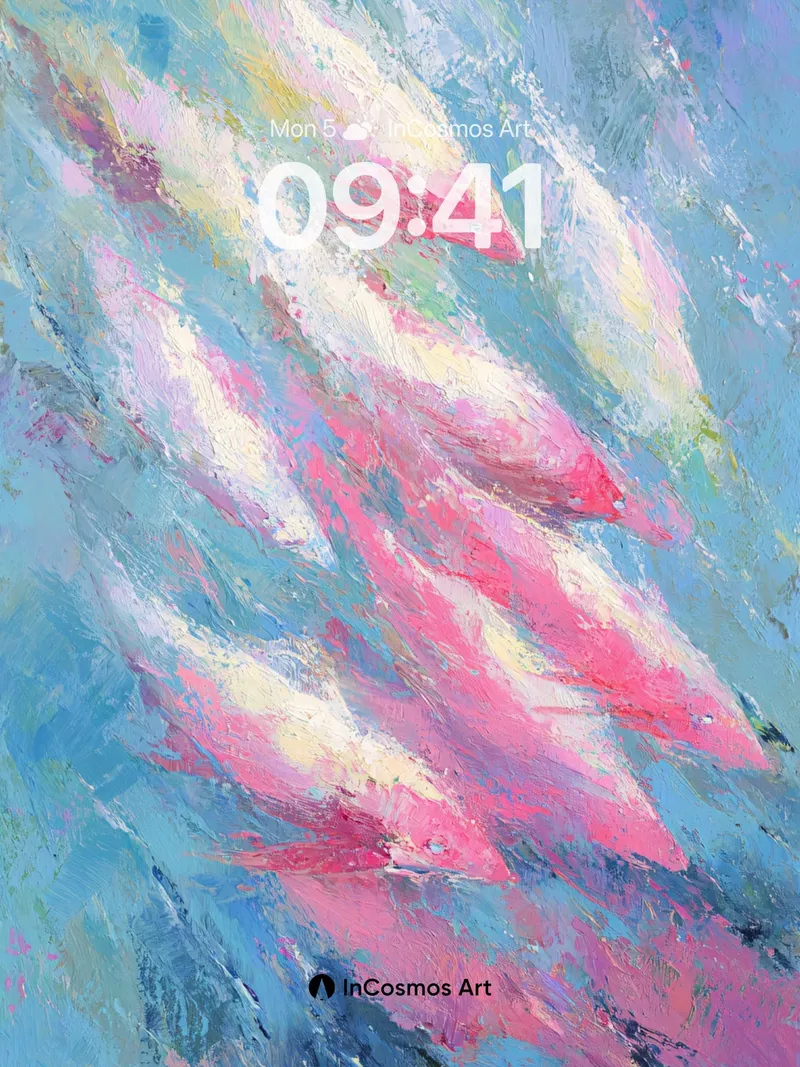 Luminous Tide Wallpaper with Floating Forms