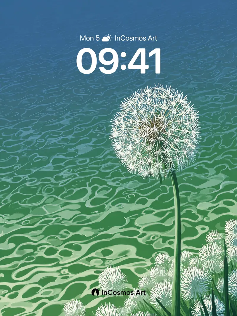 Serenity Dandelion Wallpaper with Water Ripples