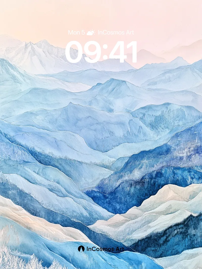 Cobalt Hush Wallpaper with Frost-etched Peaks