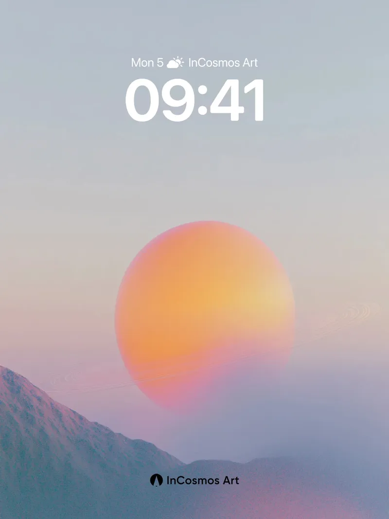 Serenity Horizon Wallpaper with Soft Sun Disc