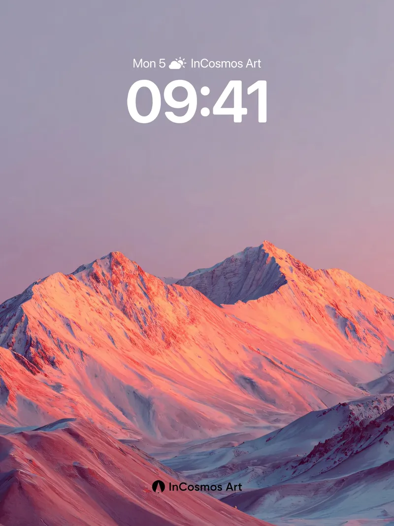 Crimson Alpenglow Wallpaper with Frozen Silence