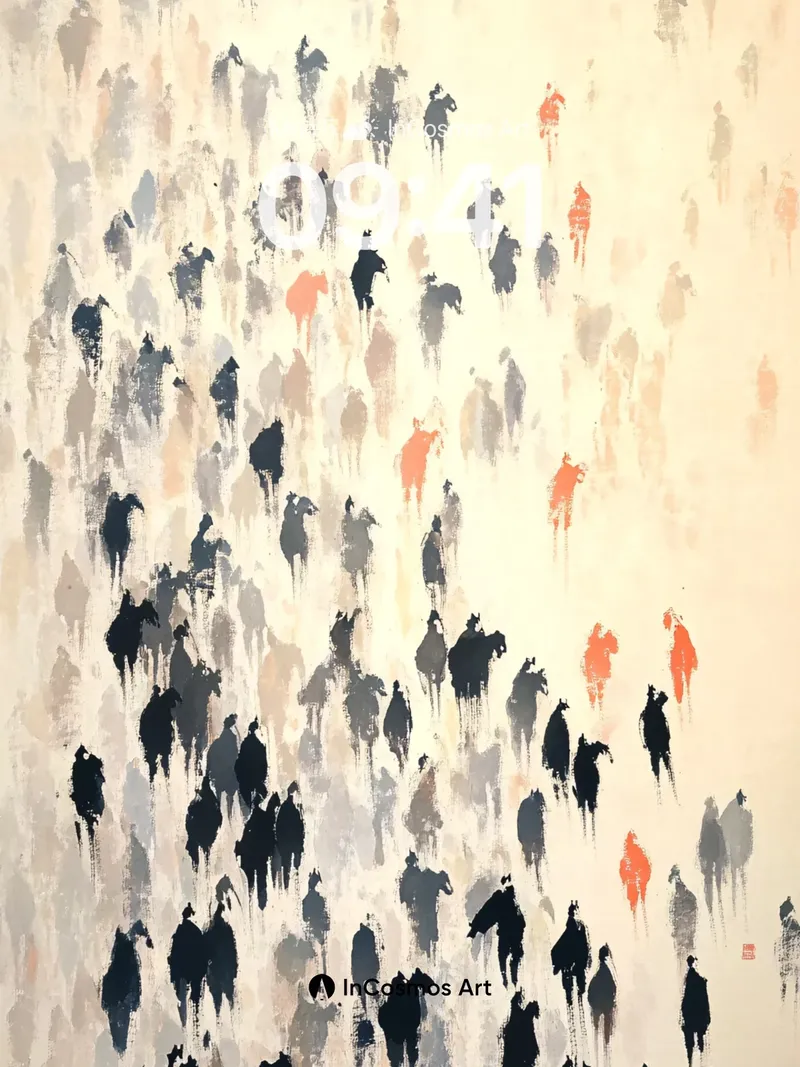 Silhouetted Journey Wallpaper with Distant Orange Sparks