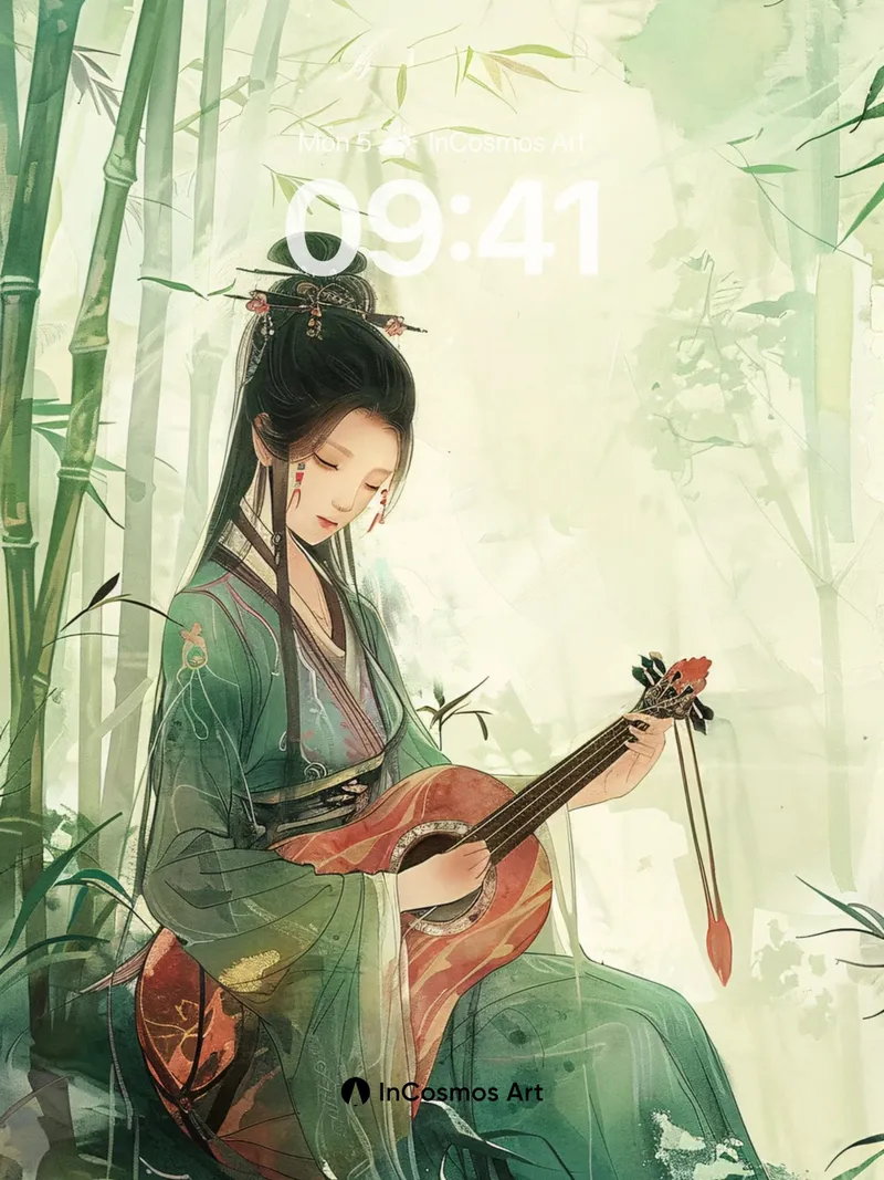Serenity in Bamboo Wallpaper with Ancient Strings