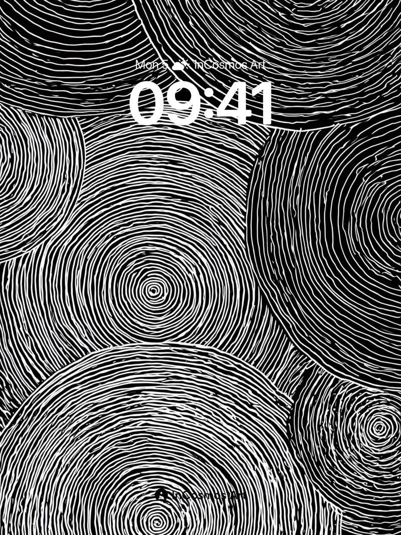 Whispering Circles Wallpaper with Ink-Deep Rings