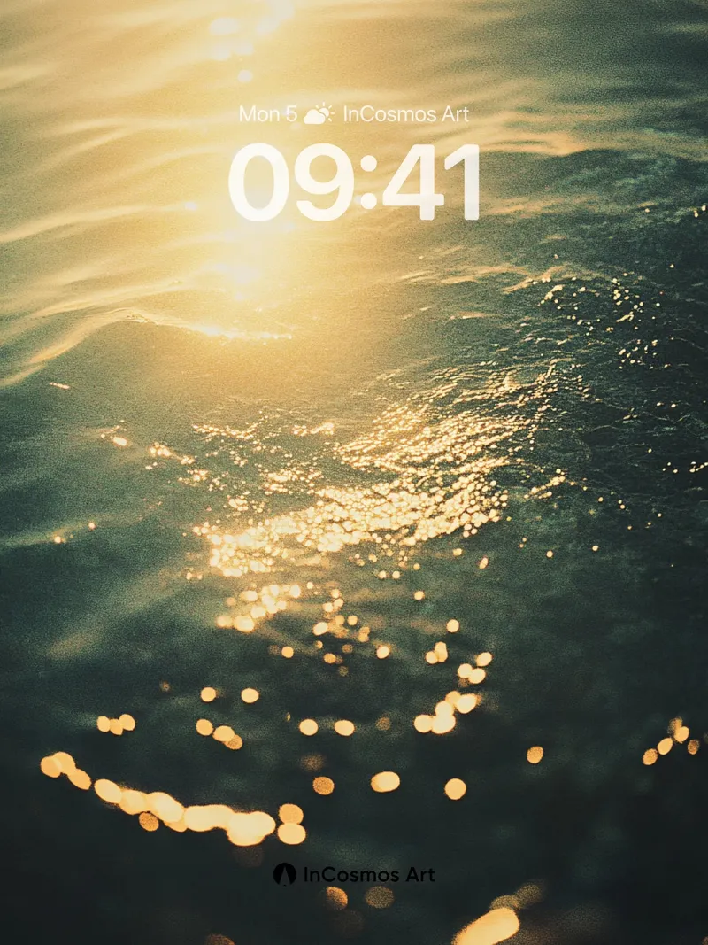 Golden Hush Wallpaper with Sunlit Water Trails