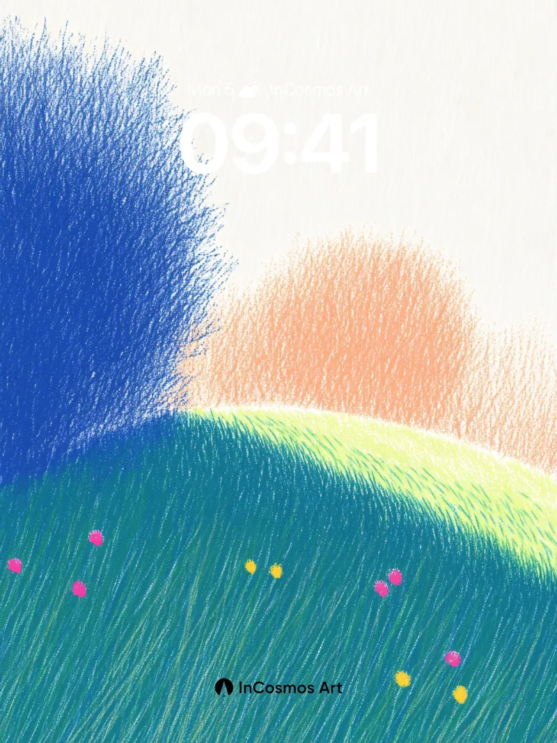 Whispering Meadow Wallpaper with Dotted Light