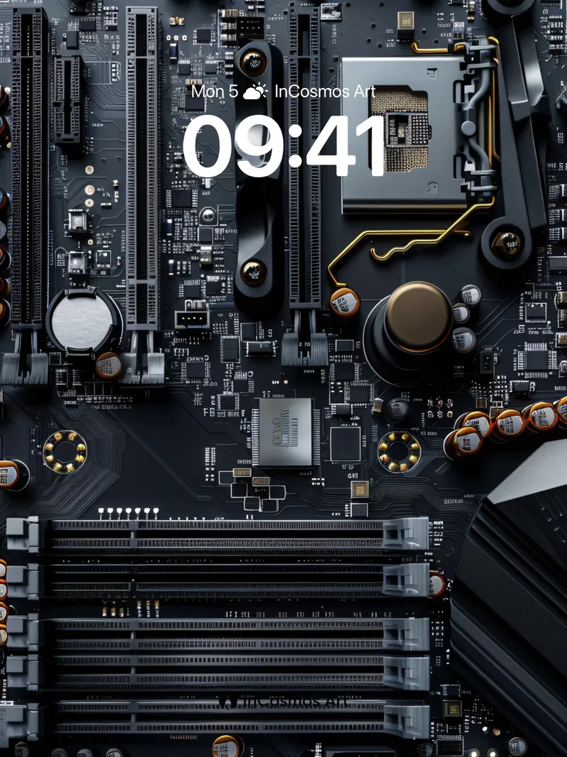 Circuit Pulse Wallpaper with Golden Veins