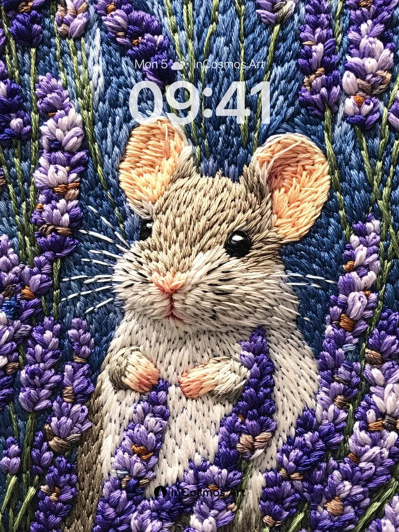 Whispering Lavender Wallpaper with Needlework Mouse