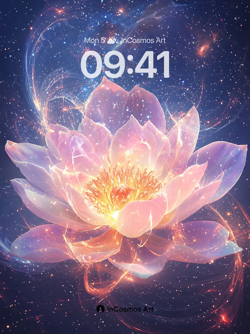 Celestial Lotus Wallpaper with Cosmic Veins