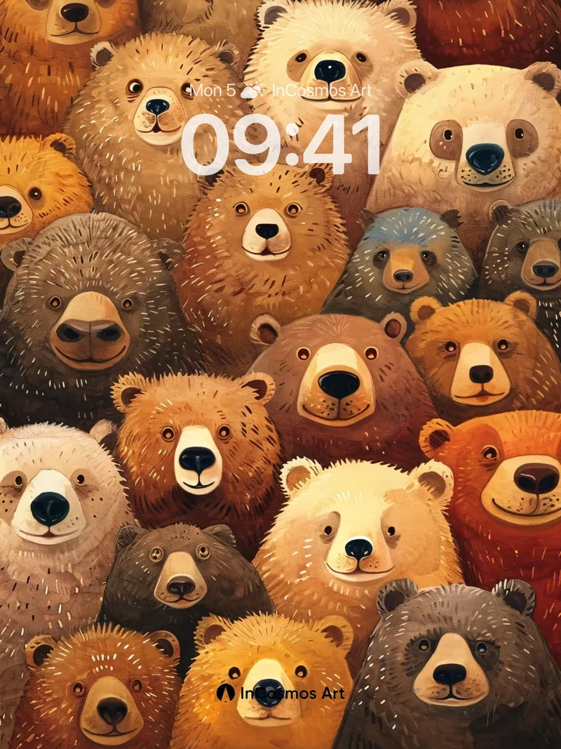 Honeyed Huddle Wallpaper with Bear Constellations