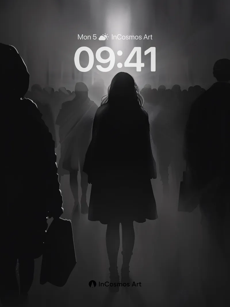 Silhouetted Journey Wallpaper with Ethereal Light