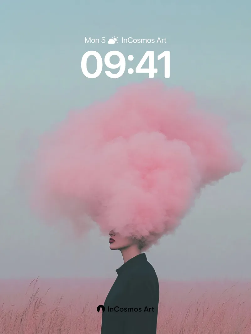 Surreal Cloud Head Wallpaper with Ethereal Pink Smoke