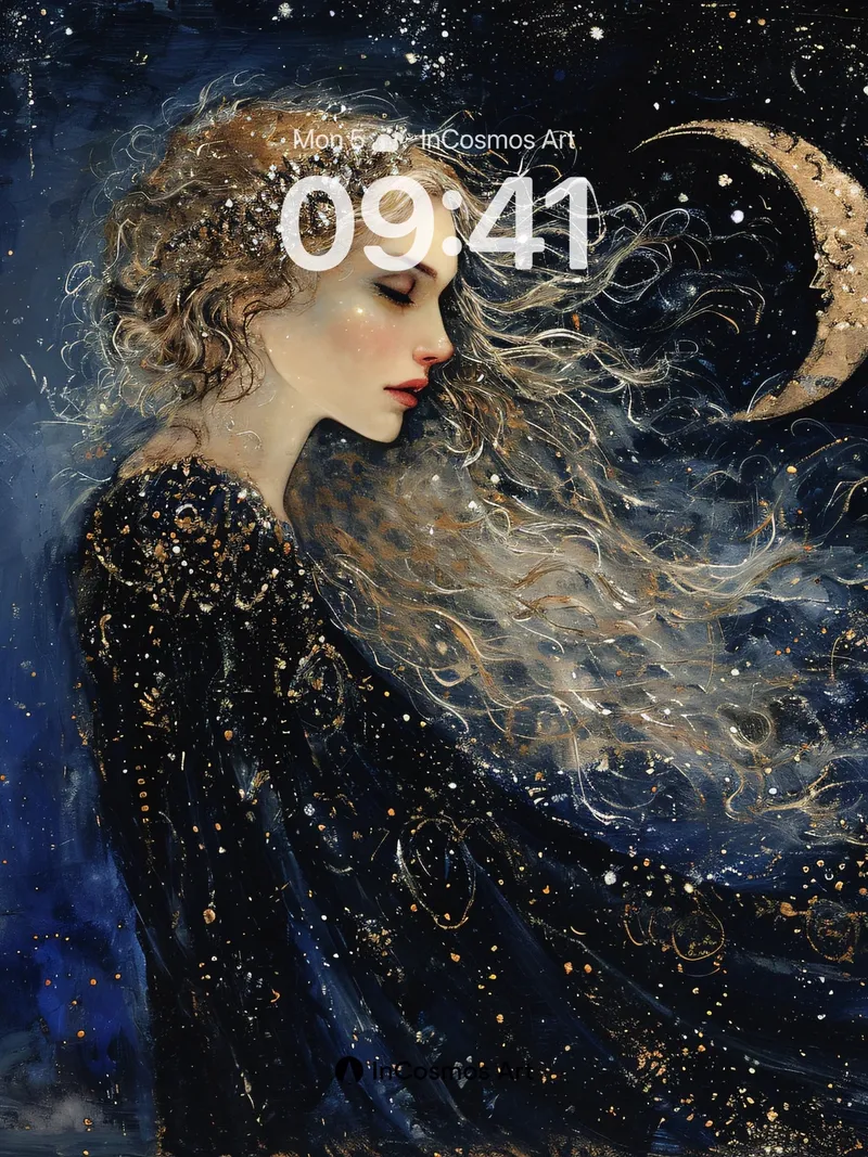 Celestial Whispers Wallpaper with Moonlit Hair