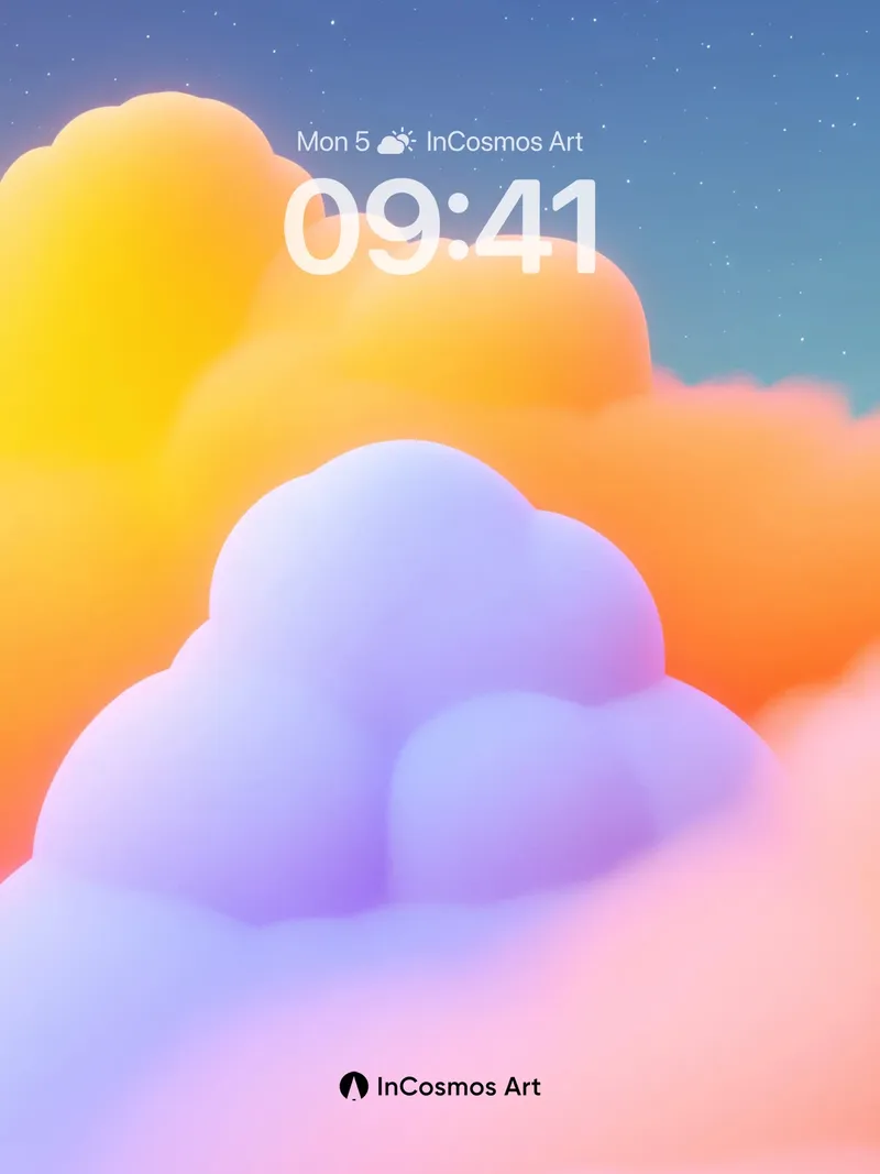 Luminous Cloudscape Wallpaper with Starlit Horizon
