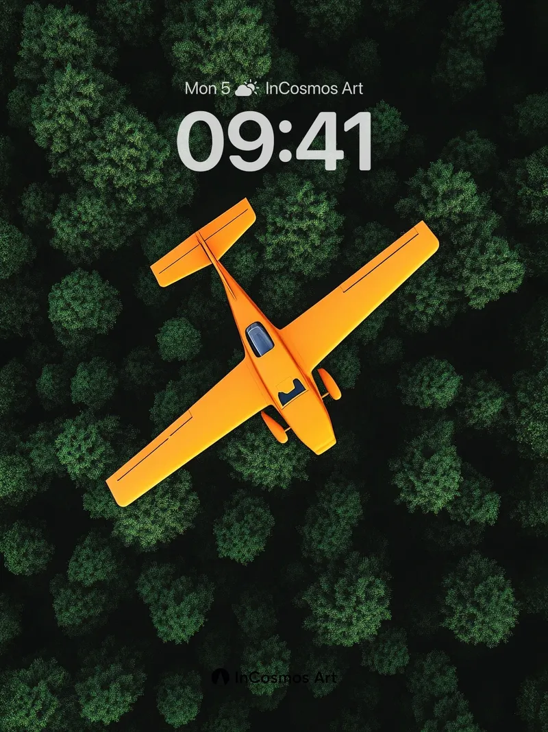 Golden Flight Wallpaper with Forest Canopy