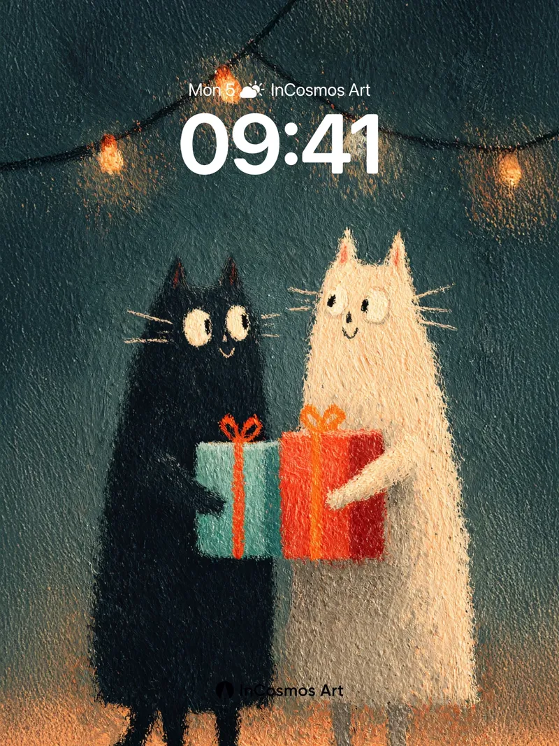 Whispering Gift Exchange Wallpaper with Felted Light