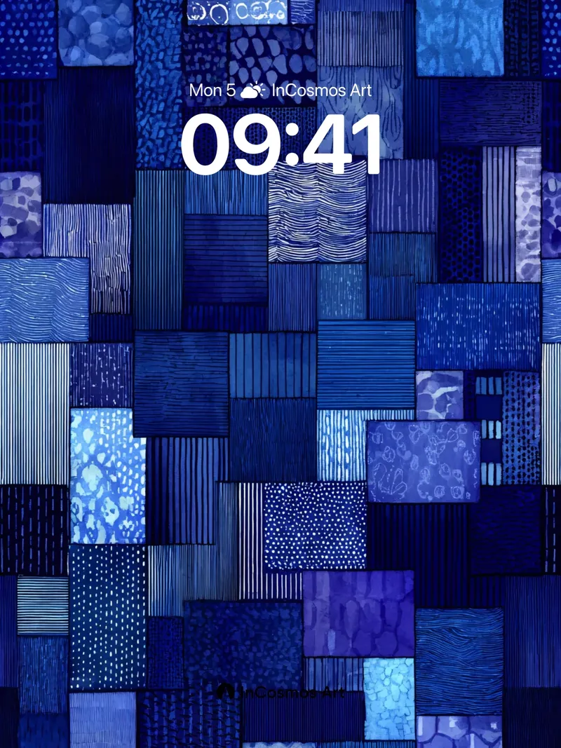 Indigo Tapestry Wallpaper with Stitched Depth