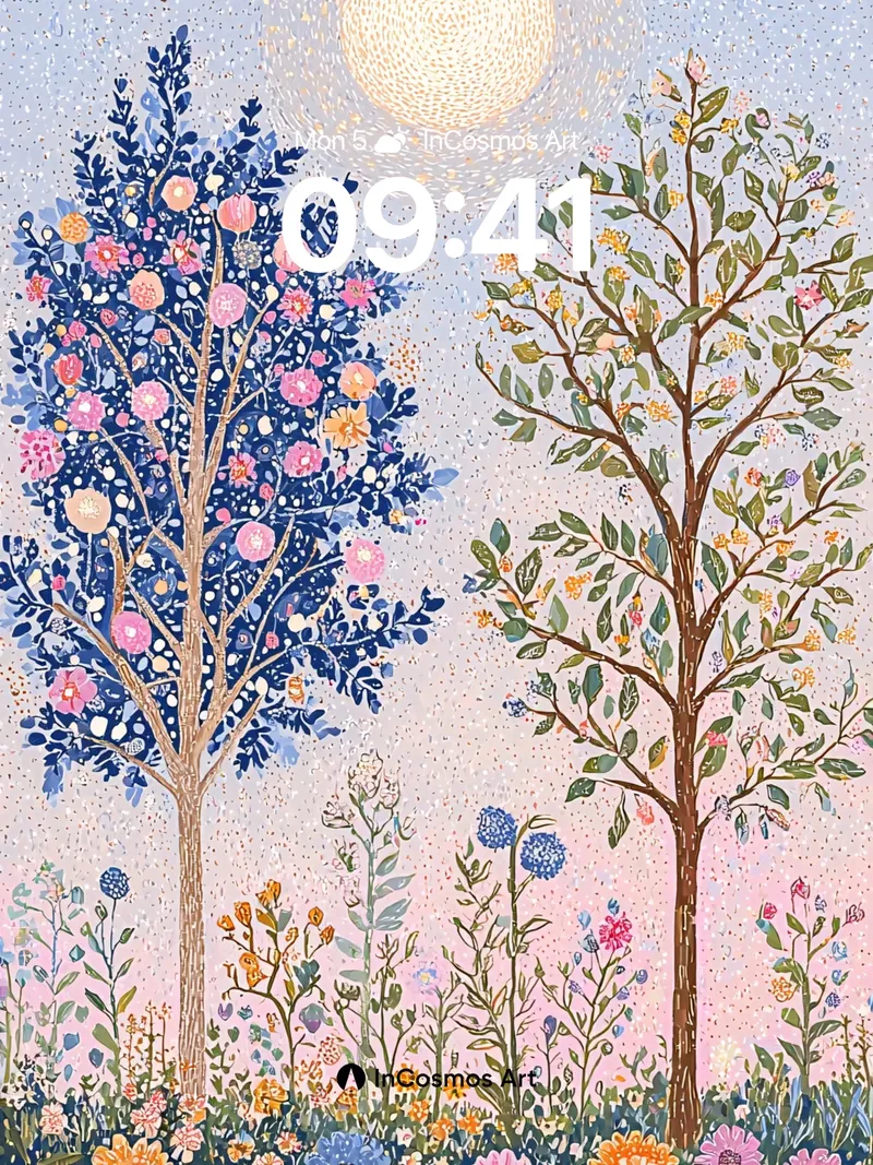 Luminous Garden Wallpaper with Celestial Bloom