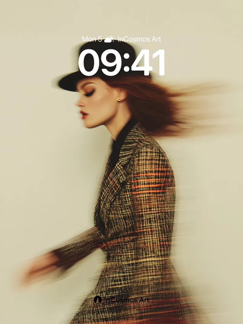 Whispering Motion Wallpaper with Plaid Elegance
