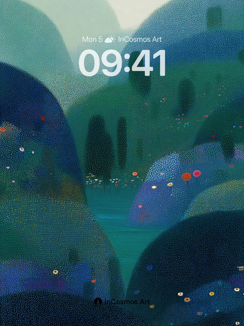 Mist-Swathed Valley Wallpaper with Floating Petals