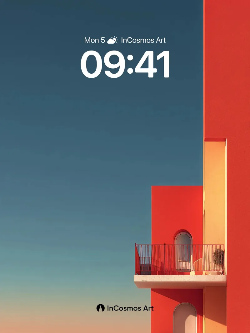 Crimson Horizon Wallpaper with Arched Whispers