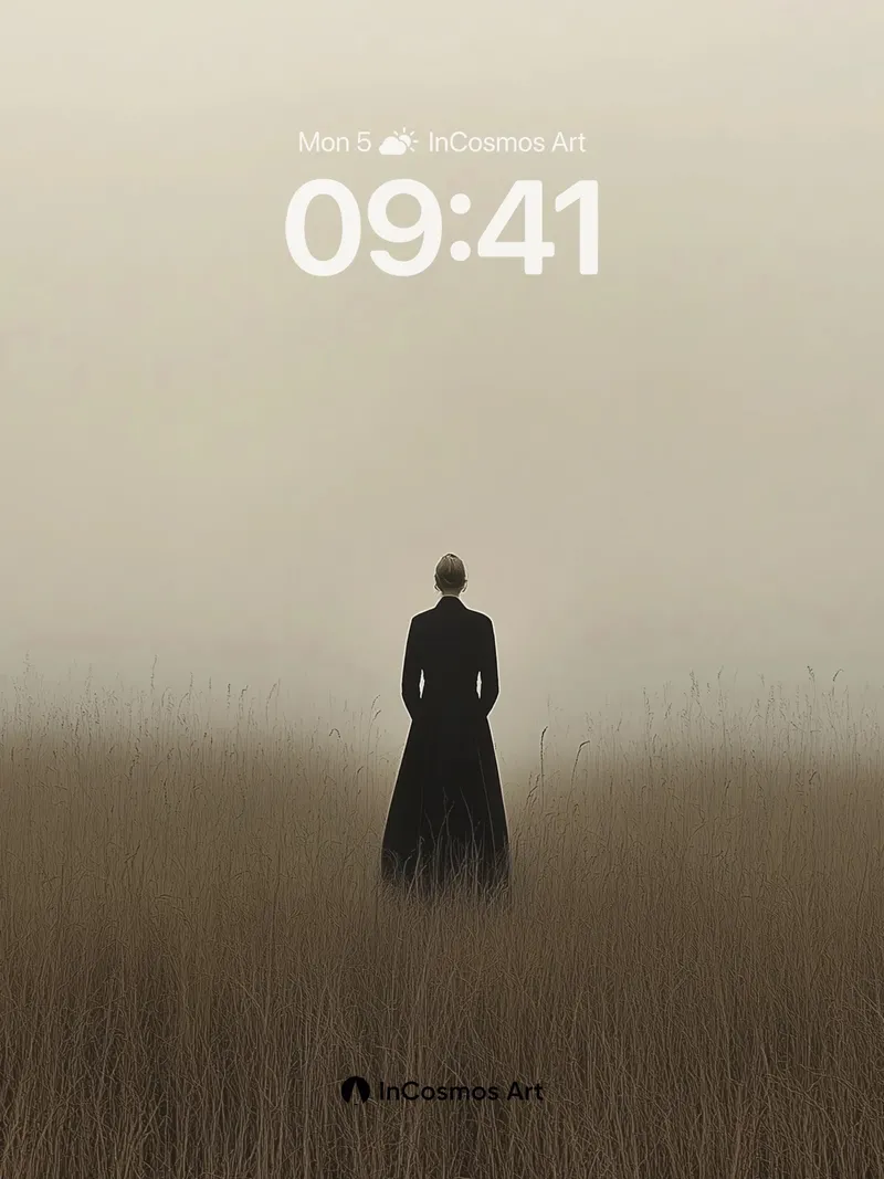 Misty Solitude Wallpaper with Silent Figure