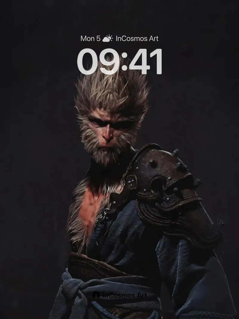 Shadowed Monkey Warrior Wallpaper with Iron Resolve