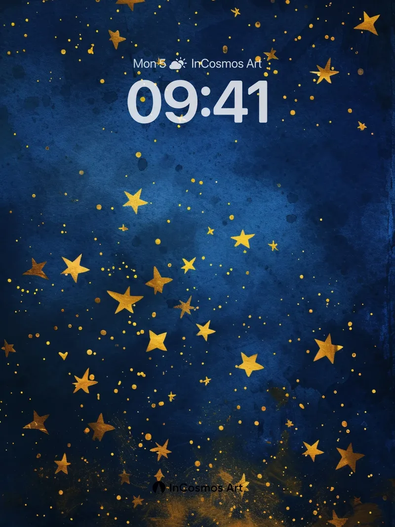 Velvet Night Sky Wallpaper with Golden Constellations
