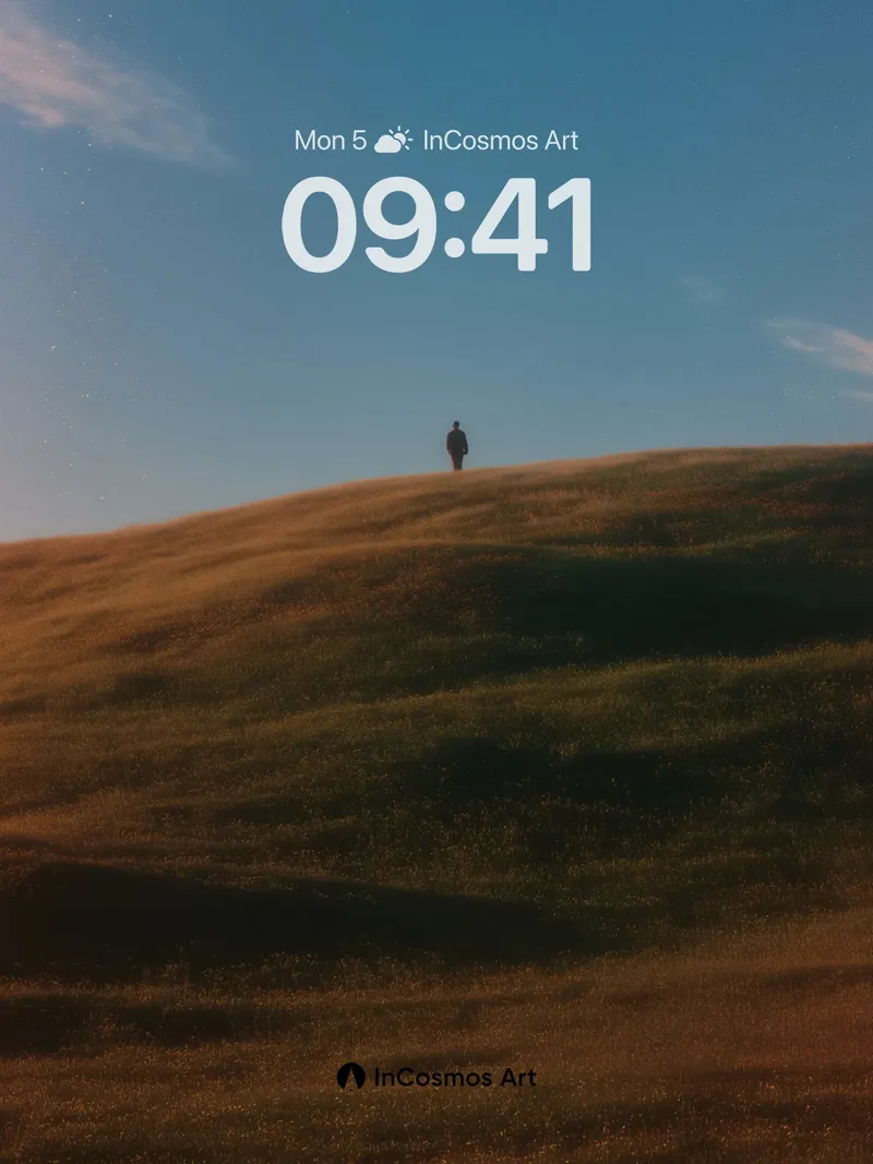 Solitary Horizon Wallpaper with Starlit Sky