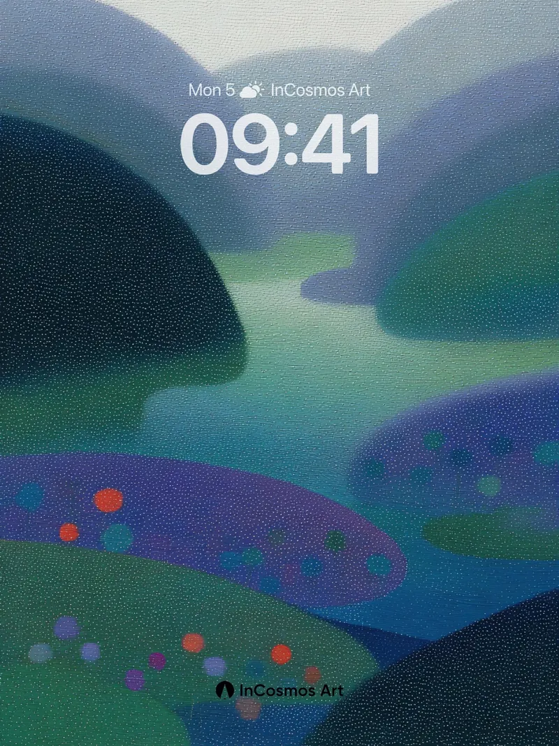 Mist-Swathed Valley Wallpaper with Dotted Whispers