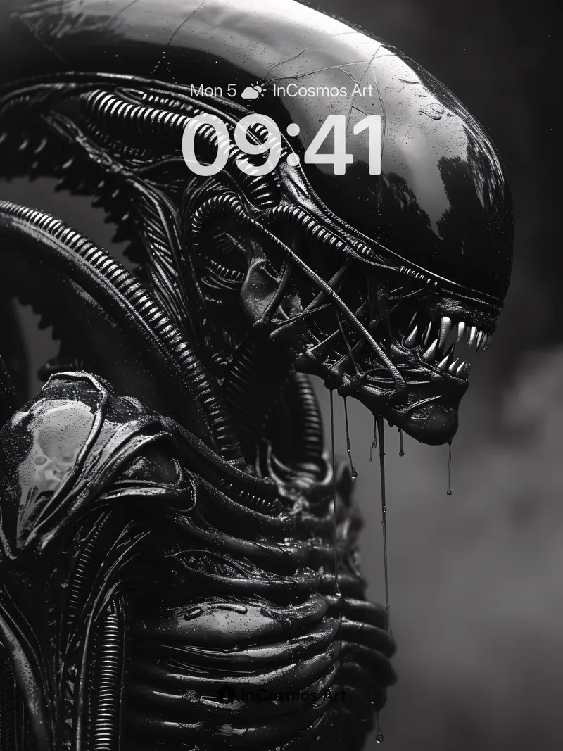 Glossy Horror Wallpaper with Dripping Shadows