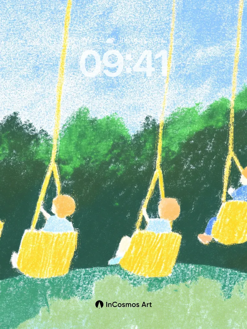 Golden Swing Wallpaper with Sunlit Canopy
