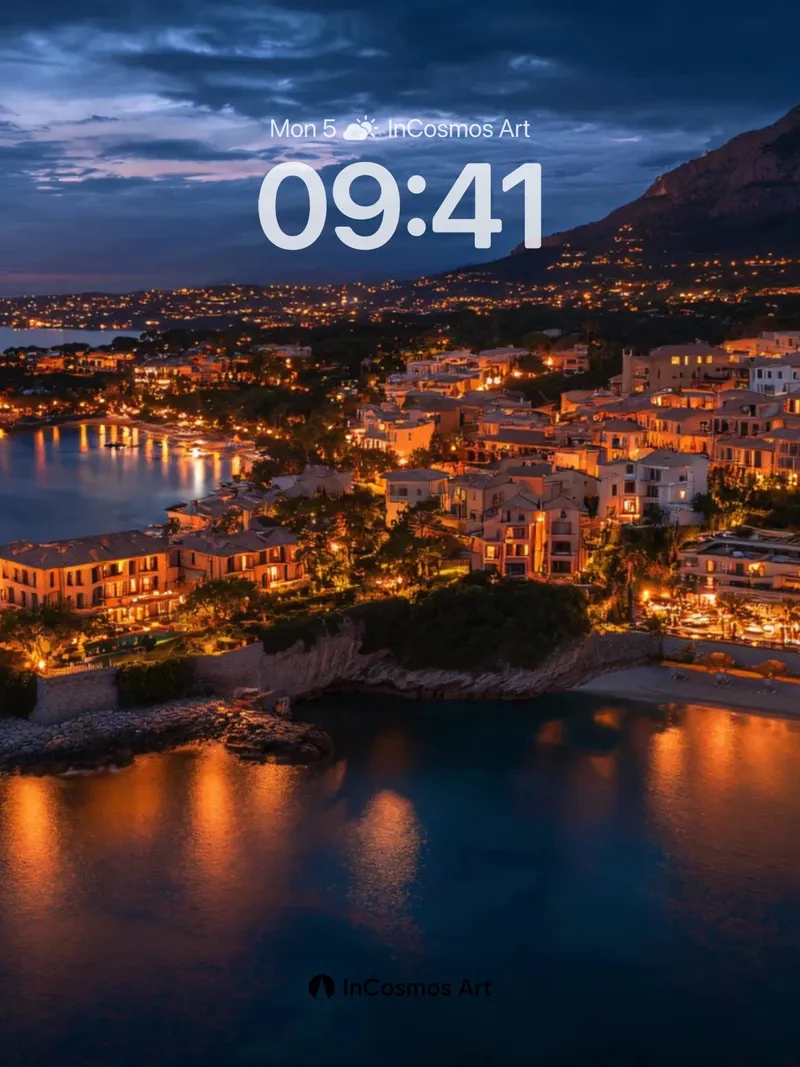 Luminous Cove Wallpaper with Golden Reflections